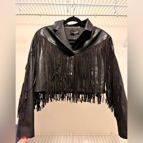 Faux Leather Fringe Leather Jacket - Picture 3 of 5